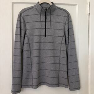 Lululemon Men’s Sweat Session 1/2 Zip Pullover Gray Striped Performance Top L